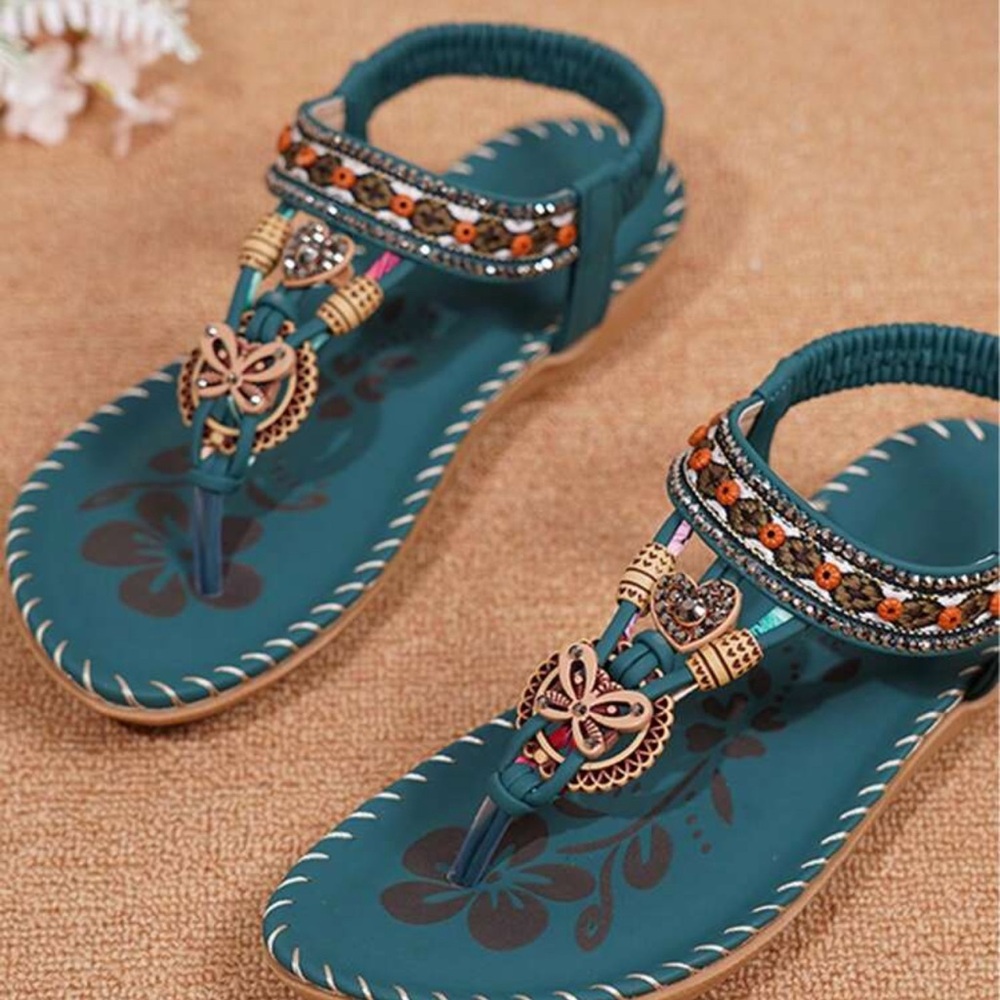 Embellished Teal Sandals